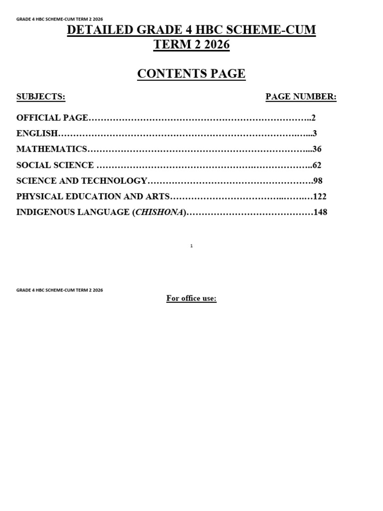 Detailed Grade 4 HBC Scheme Term 2 2026 Sample | PDF | Phonics ...