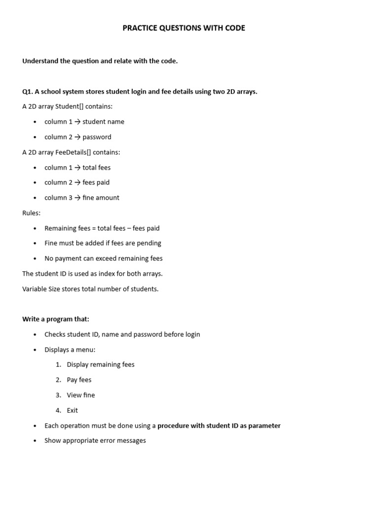 1777618282511 Practice Questions With Code | PDF | Parameter (Computer ...