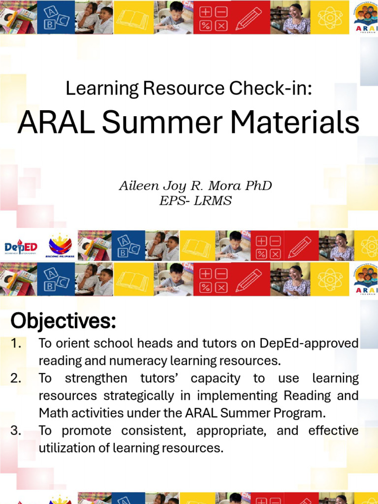 Learning Resource Check-In ARAL Summer Materials | PDF | Learning ...