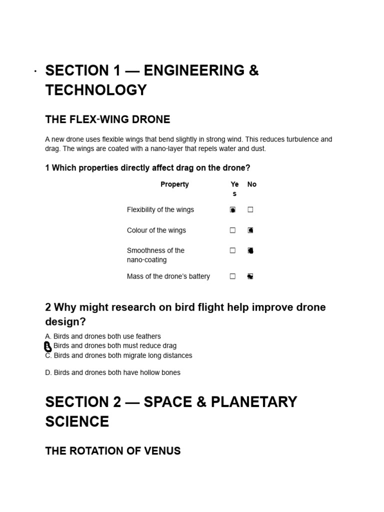 Big Science Copetition - Practice Tests (1) | PDF | Venus | Oxygen