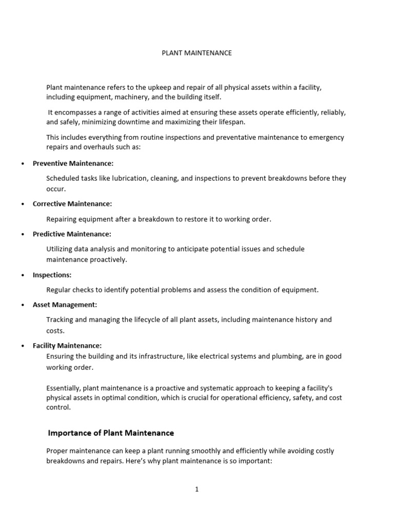 Plant Maintenance.docx7 of 2025.Docxpdf | PDF | Mechanical Engineering