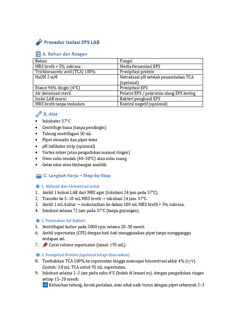 SOP Isolasi EPS LAB Dengan NaOH | PDF