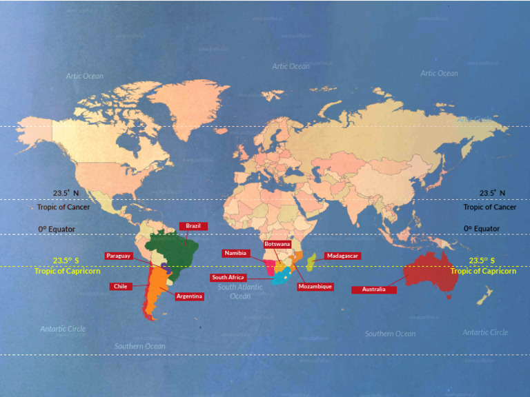 Tropic of Capricorn Map | PDF | Tropics | Climate