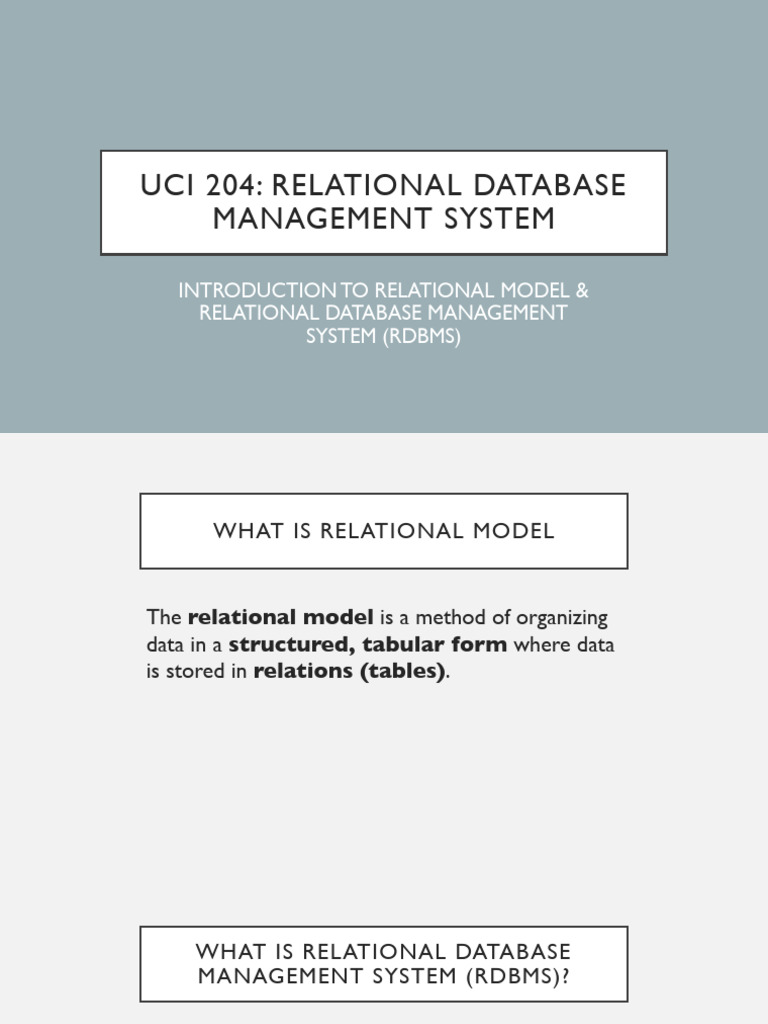 02. Introduction to Rdbms | PDF | Relational Database | Relational Model