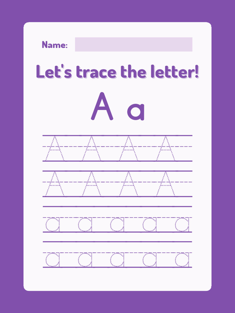 Letter a Tracing Activity Worksheet in Forest Green Illustrative Style ...