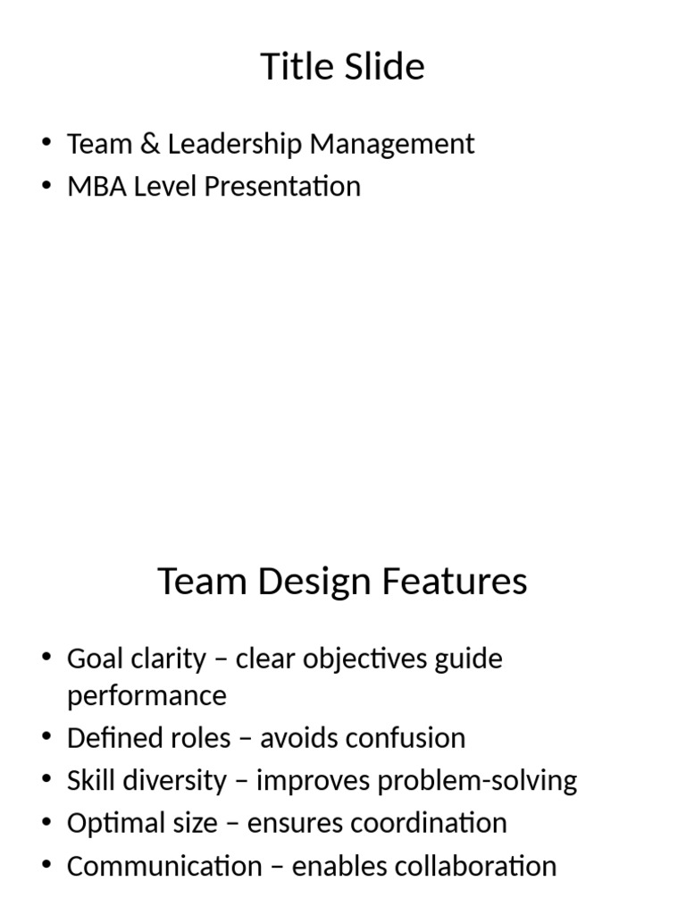 MBA Team Leadership Presentation Updated | PDF | Leadership ...