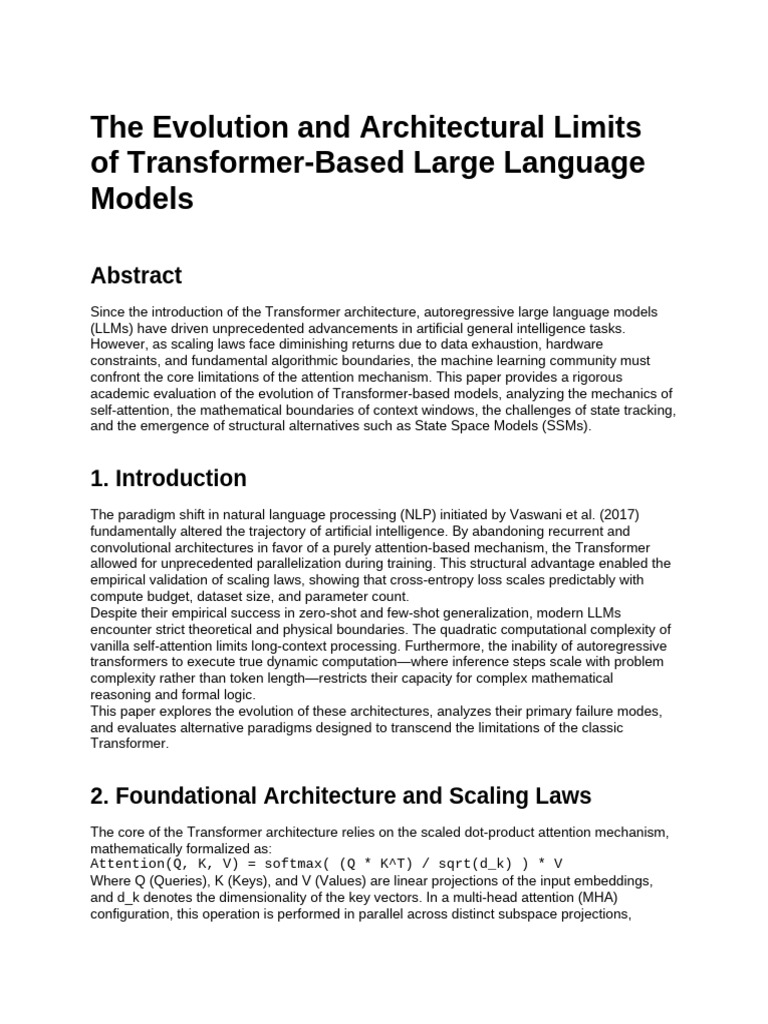The Evolution and Architectural Limits of Transformer-Based Large ...
