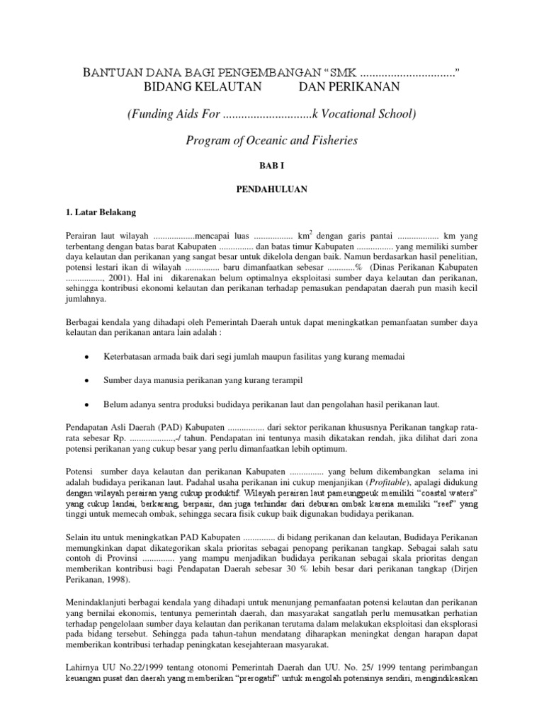 Contoh Proposal Bantuan Dana Pengembangan Infrastruktur 