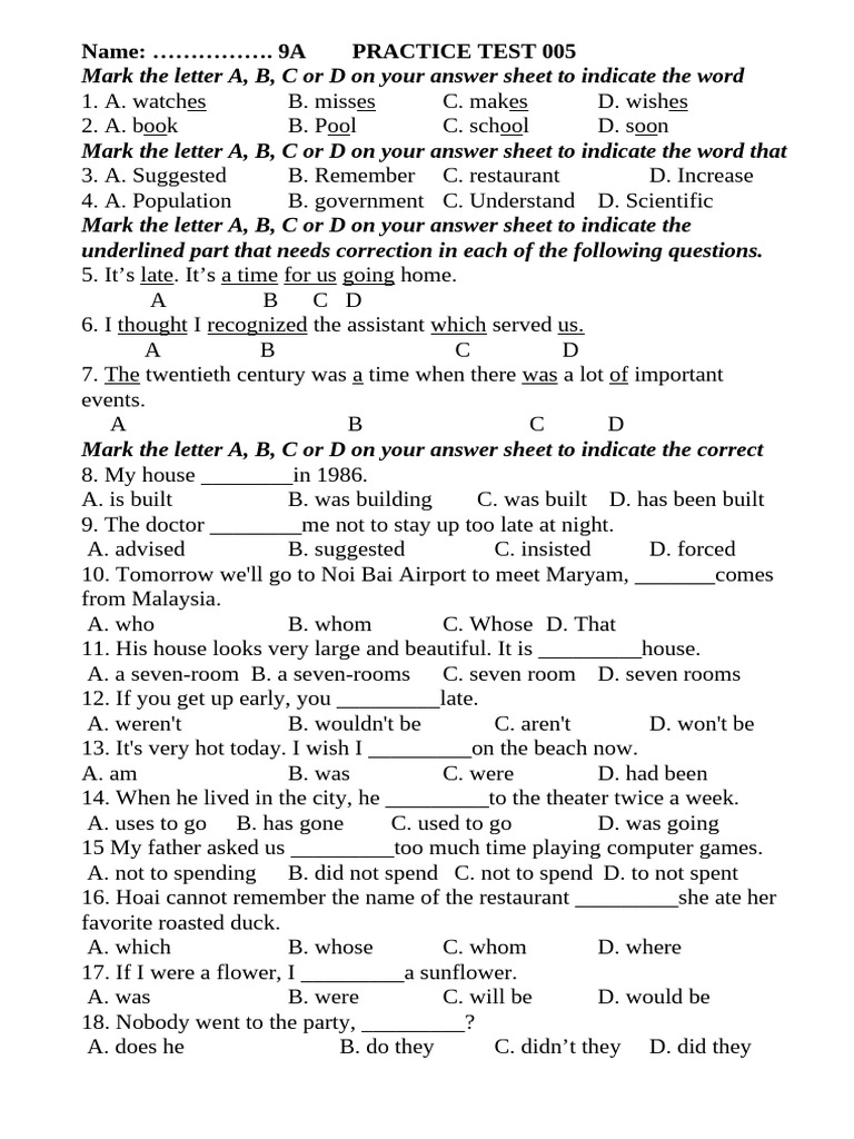05. Practice Test 005.2020 | PDF | Malaysia | Indonesian Language