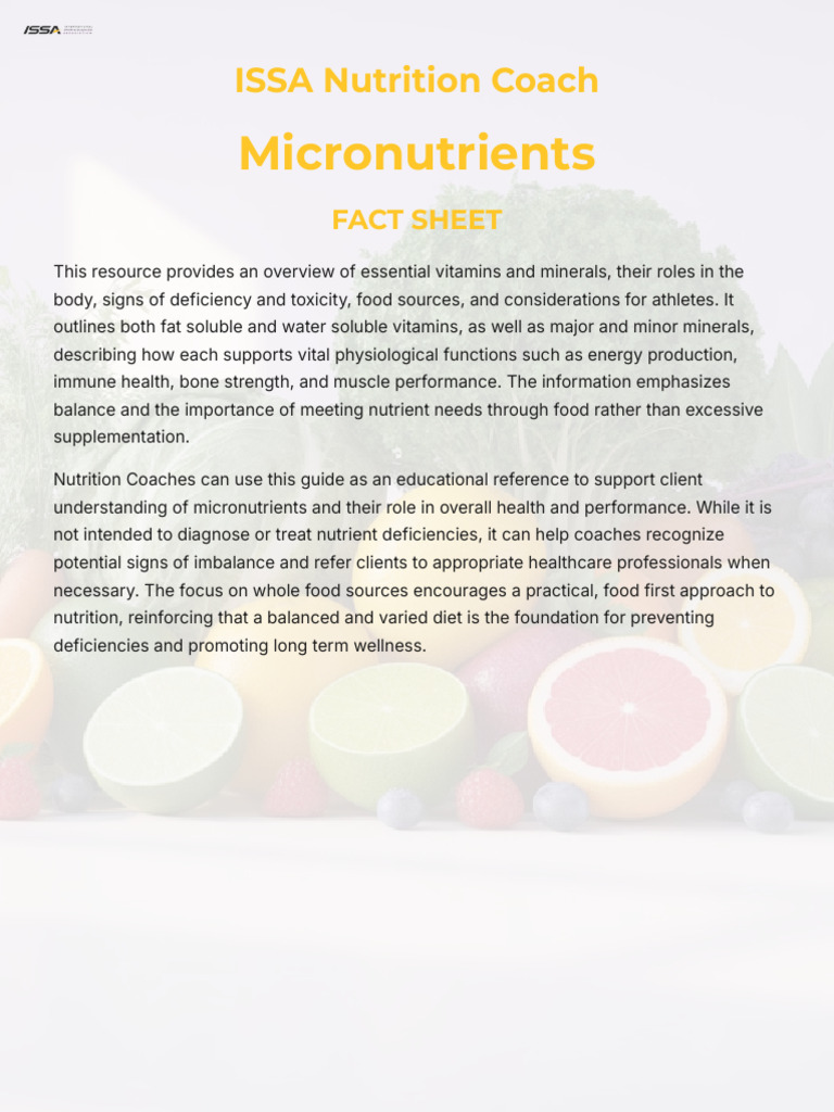 Micro fact sheet (1) - Copy | PDF | Vitamin | Nutrients