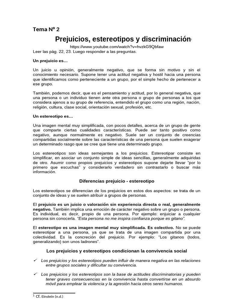 Prejuicios y Estereotipos Estereotipos | PDF | Estereotipos | Prejuicios