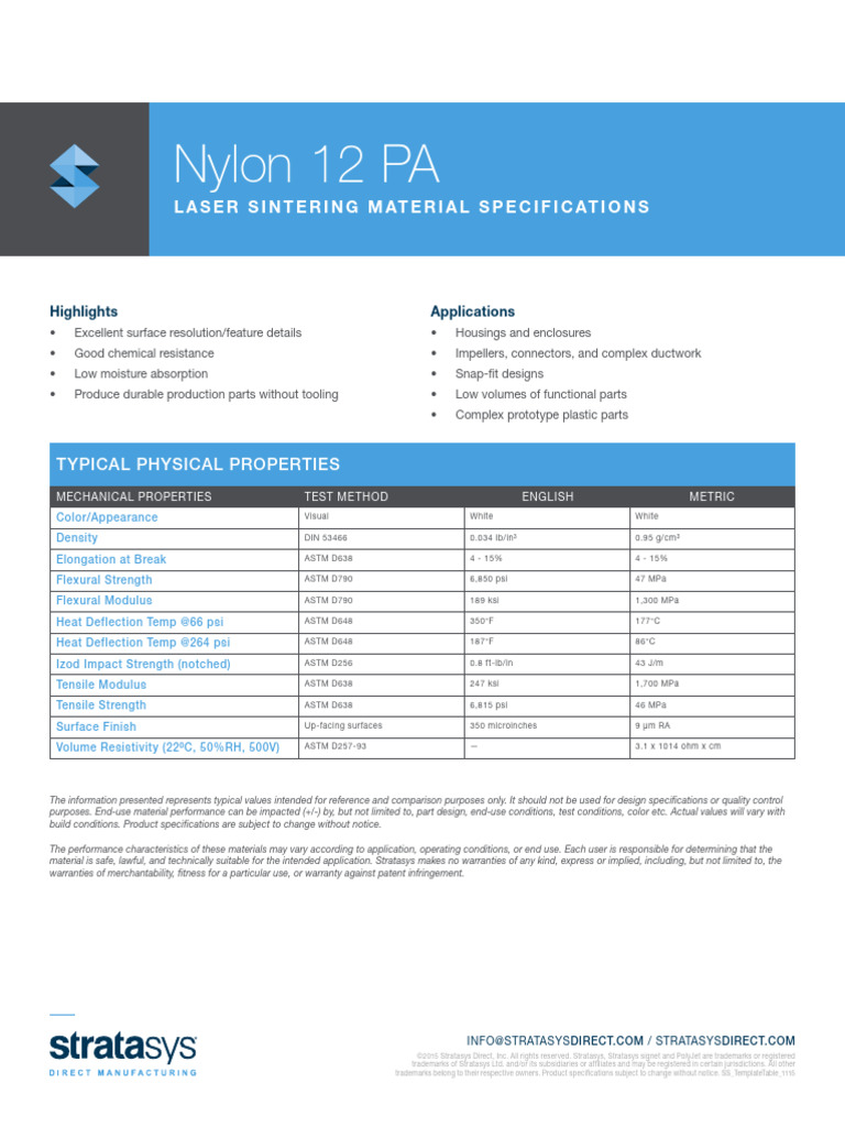 LS Nylon 12 PA Material Specifications (2) | PDF | Strength Of ...