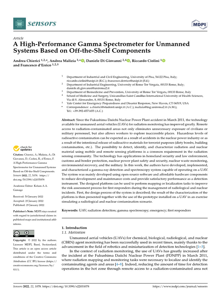 A High-Performance Gamma Spectrometer for Unmanned | PDF | Radioactive ...