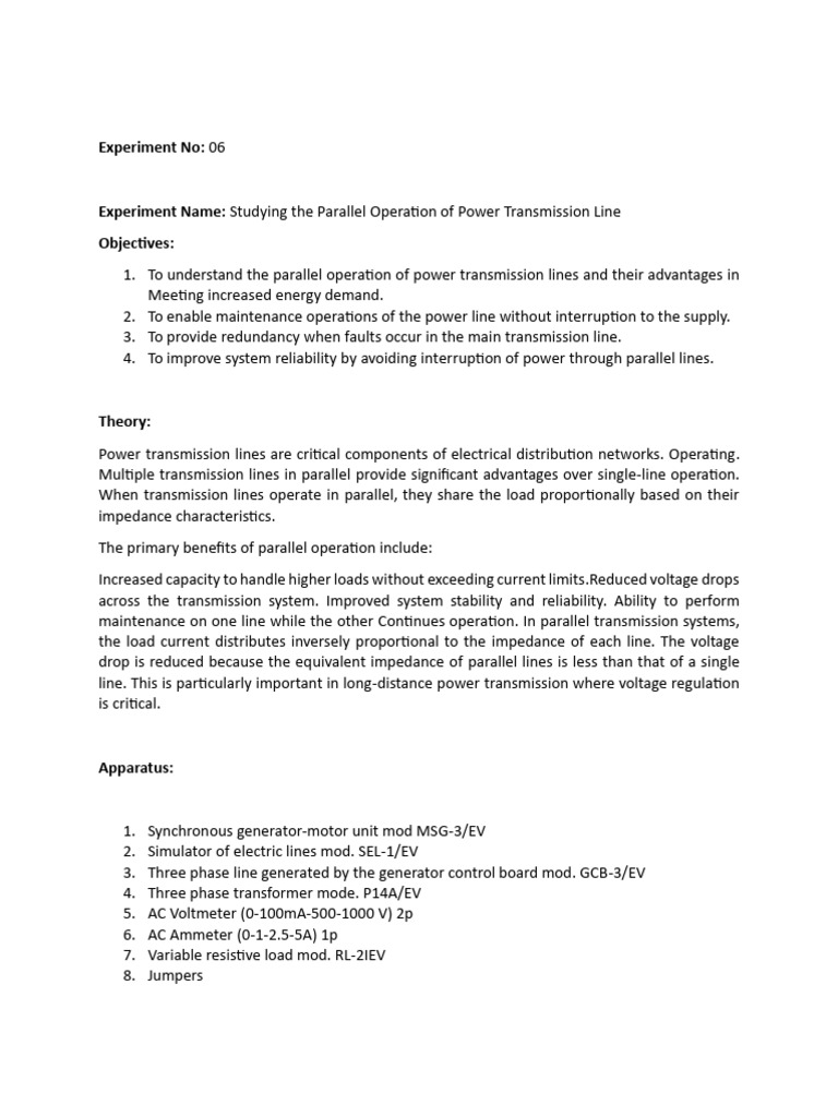 P Lab 6 | PDF | Electric Power Transmission | Electrical Engineering