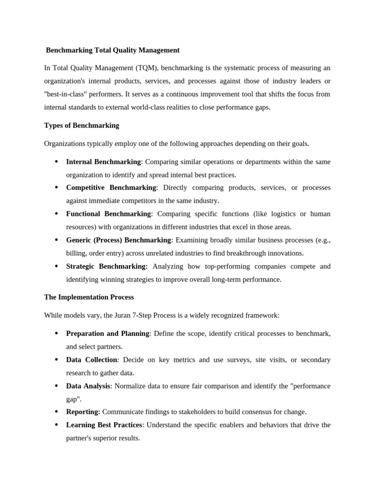 Benchmarking Total Quality Management (3) | PDF | Benchmarking ...