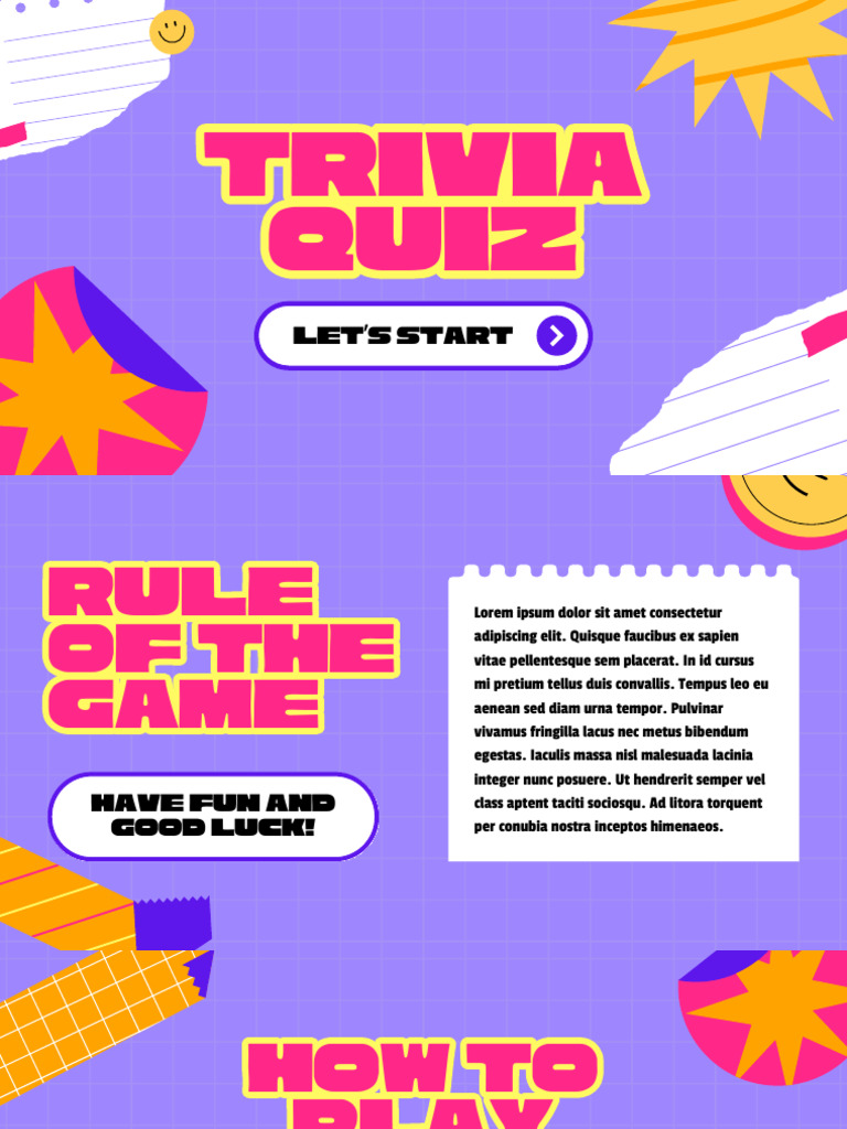 Pink and Yellow Playful Trivia Quiz Presentation | PDF