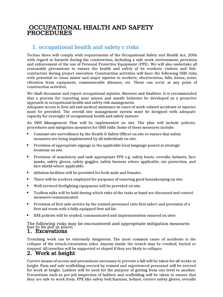 OHS MANAGEMENT MECHANISM | PDF | Occupational Safety And Health ...