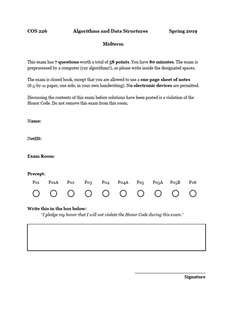 mid-s19 | PDF | Computer Science | Algorithms And Data Structures