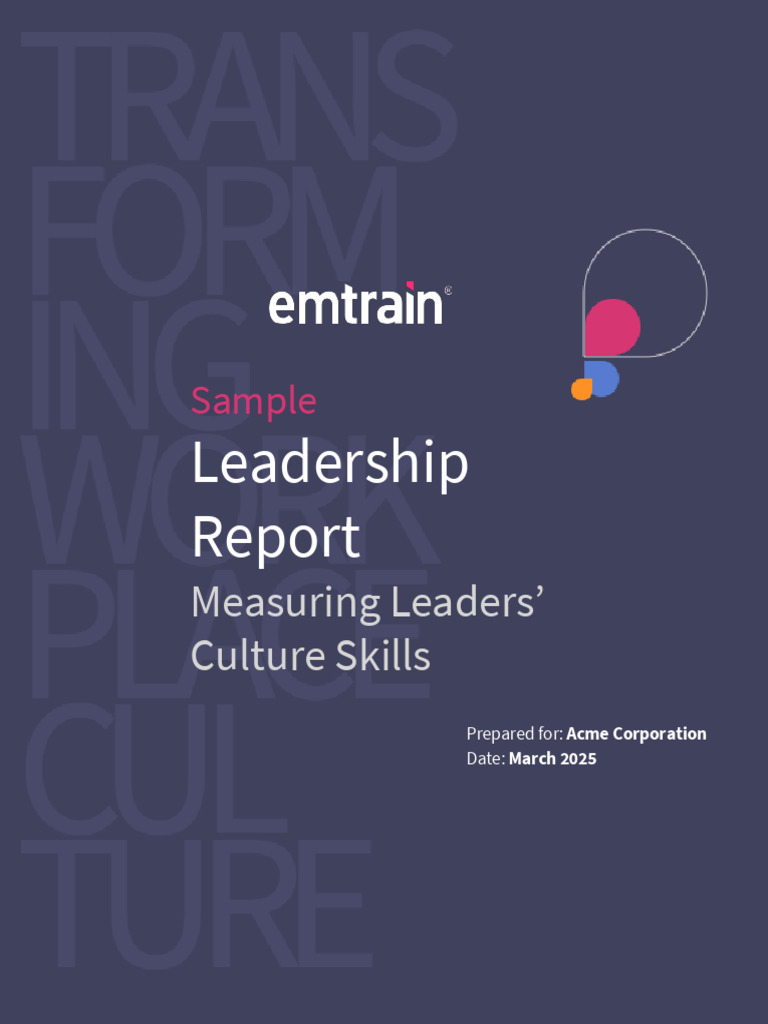 Emtrain Sample Leadership Report | PDF | Leadership | Mentorship