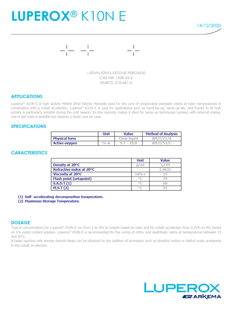 TDS_LUPEROX_K10N_E_a215 | PDF | Hydrogen Peroxide | Chemical Substances