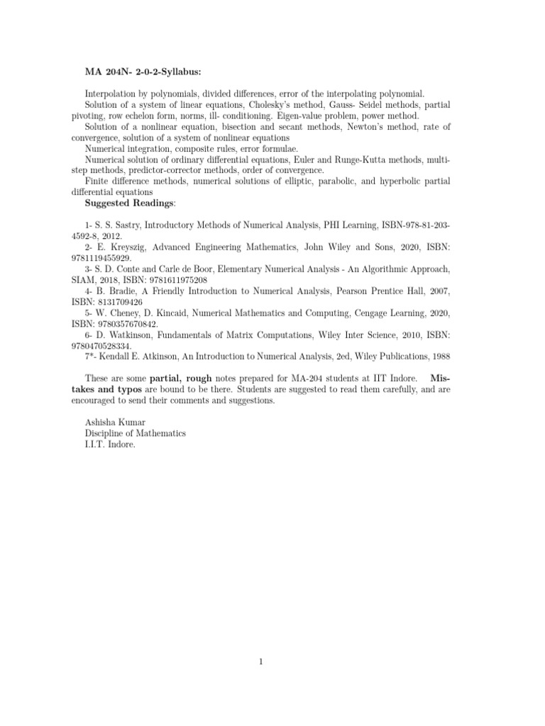 2026_MA204 (1) | PDF | Numerical Analysis | Matrix (Mathematics)