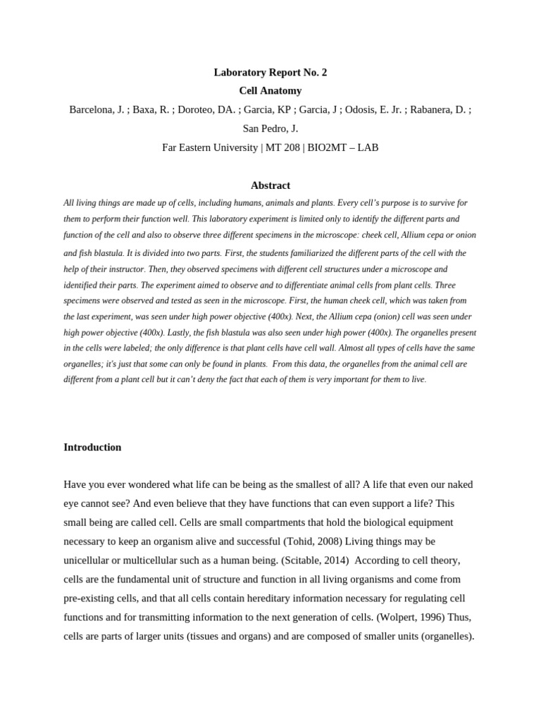 323623901 Biology Lab Report | PDF | Cell (Biology) | Staining