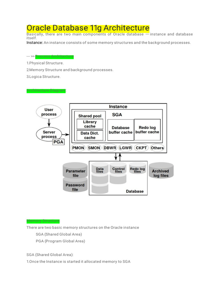 Oracle Database Architecture | PDF
