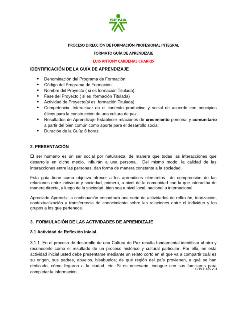 Guía de Aprendizaje Crecimiento Personal | PDF | Comunidad | Evaluación