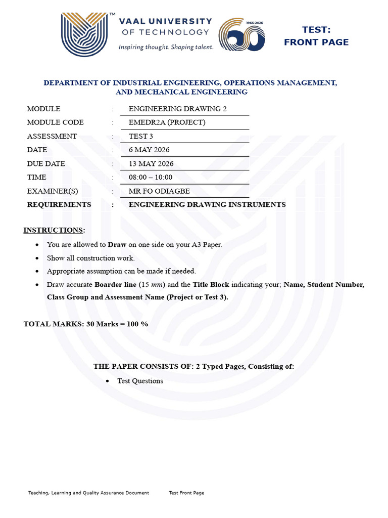 EMEDR2A Test 3 (Project) 6 May 2026 | PDF