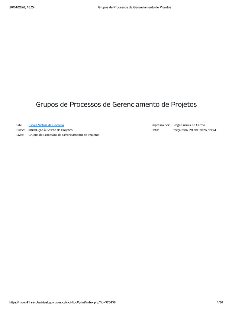 Grupos de Processos de Gerenciamento de Projetos | PDF