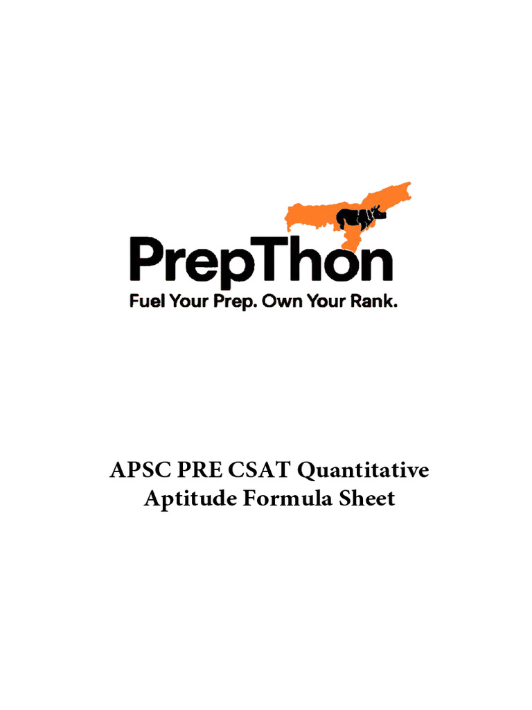 CSAT Quantitative Aptitude Formula Sheet | PDF | Area | Odds