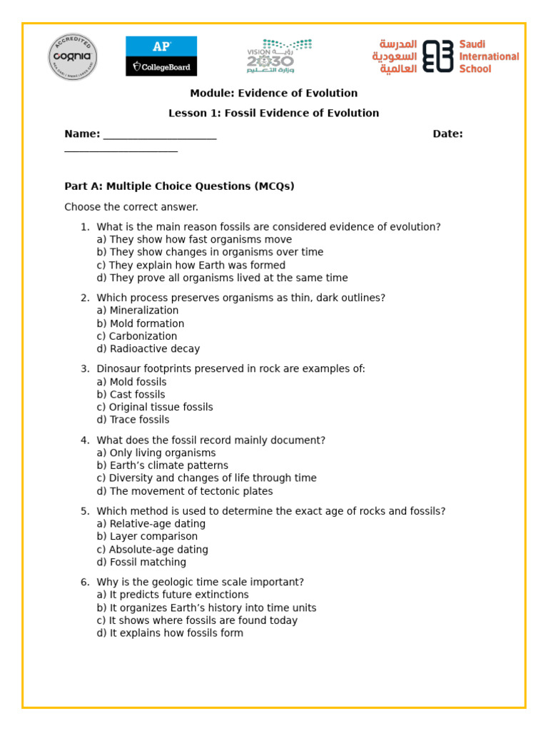 Worksheet+(1) | PDF | Fossil | Extinction