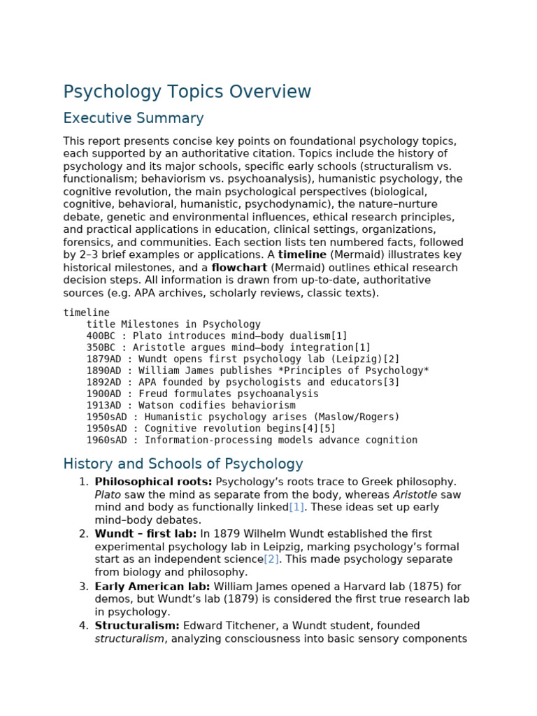 Psychology Topics Overview | PDF | Psychology | Humanistic Psychology
