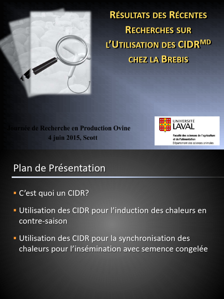 Utilisation CIDR Chez Brebis JRPO 2015 | PDF | Progestérone | Mouton