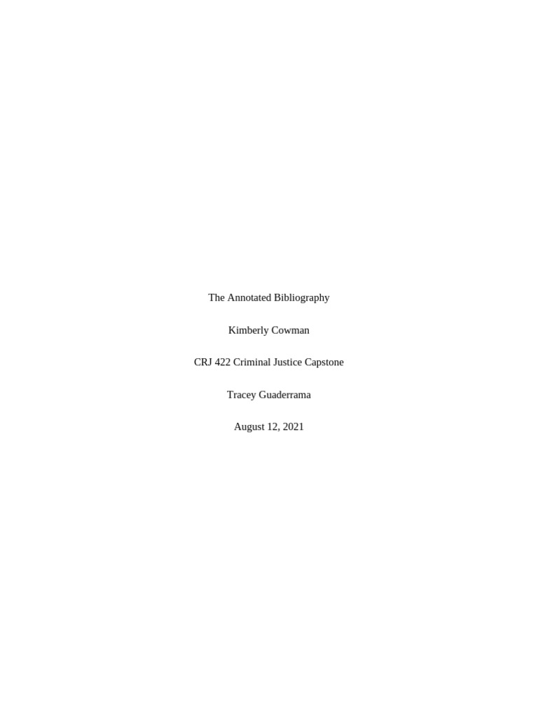 Annotated Bibliography | PDF | Recidivism | Prison