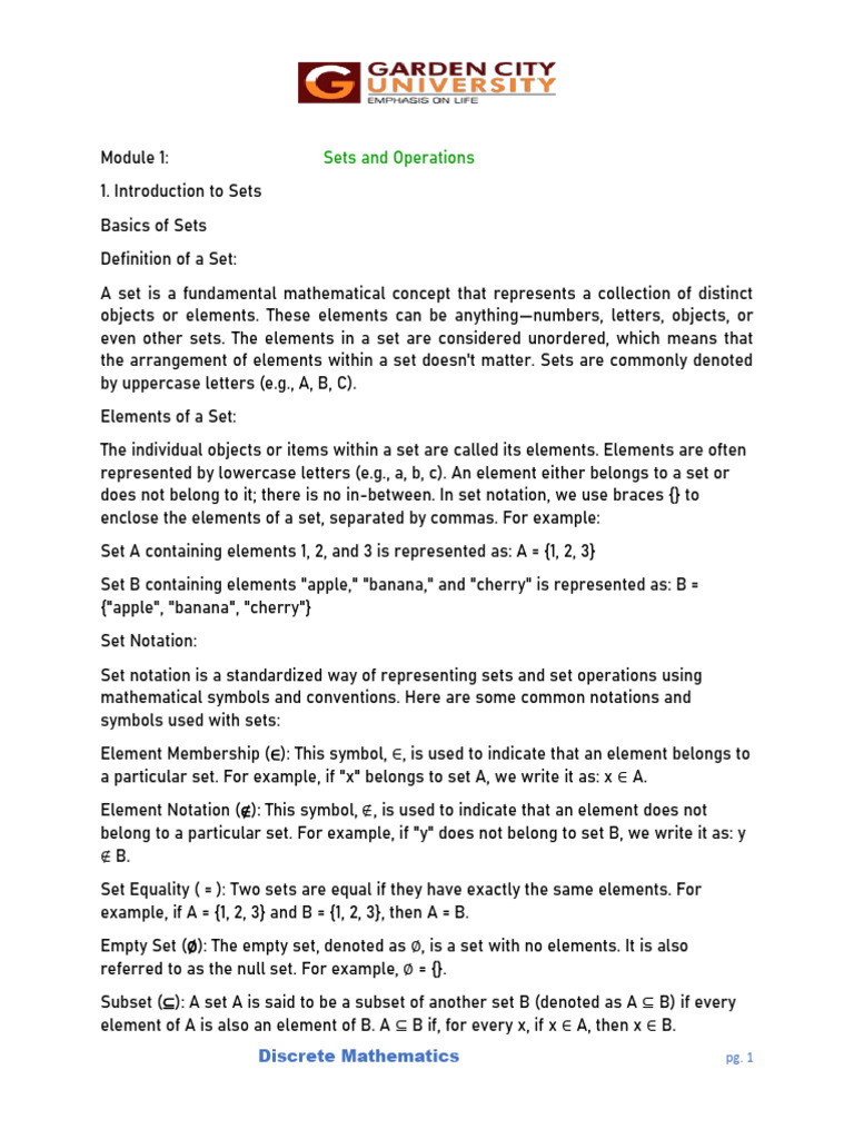 Studymaterial DMS | PDF | Set (Mathematics) | Intersection (Set Theory)