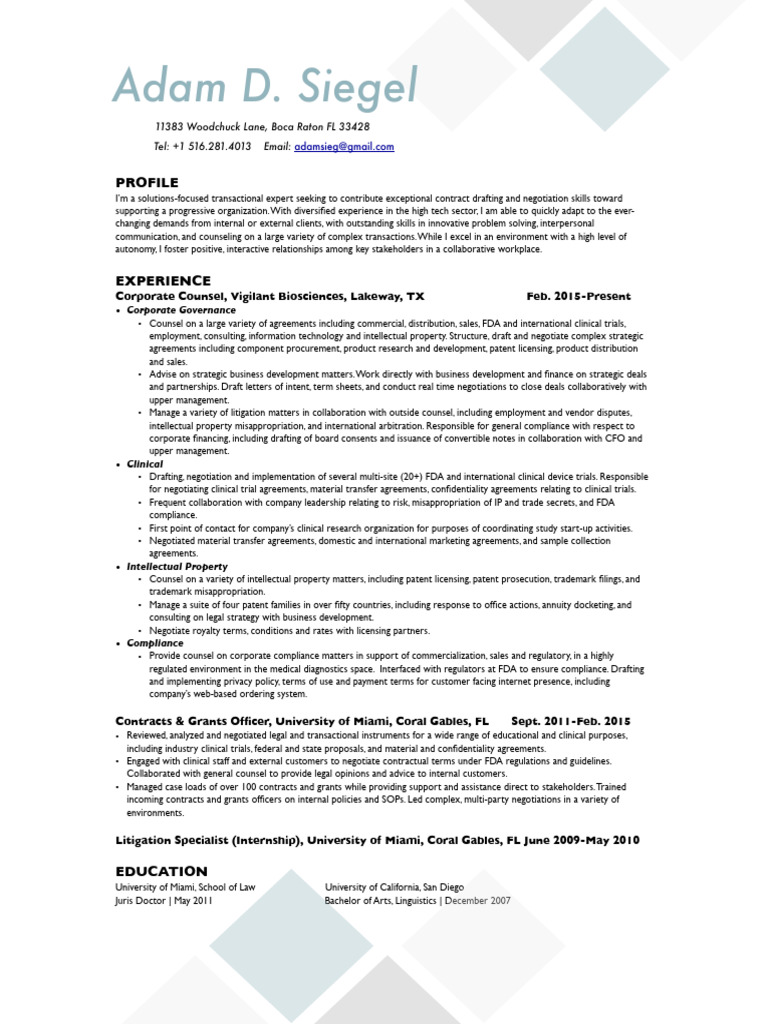 Adam Siegel - Resume Jan 2025 | PDF | Regulatory Compliance ...