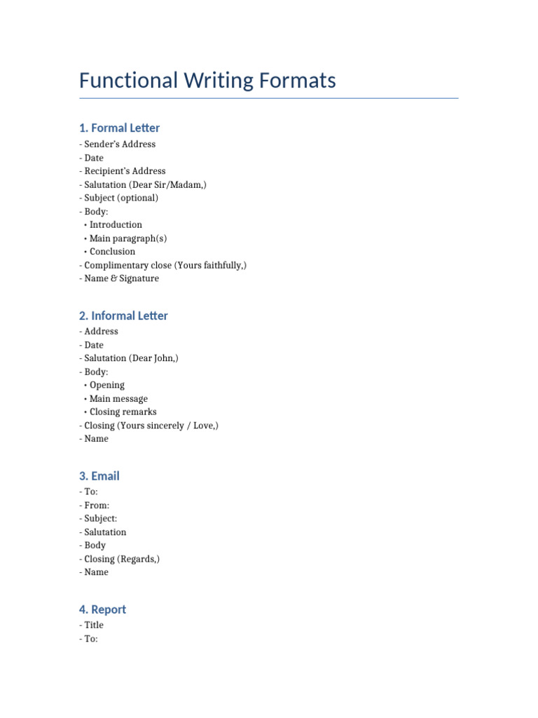Functional Writing Formats | PDF