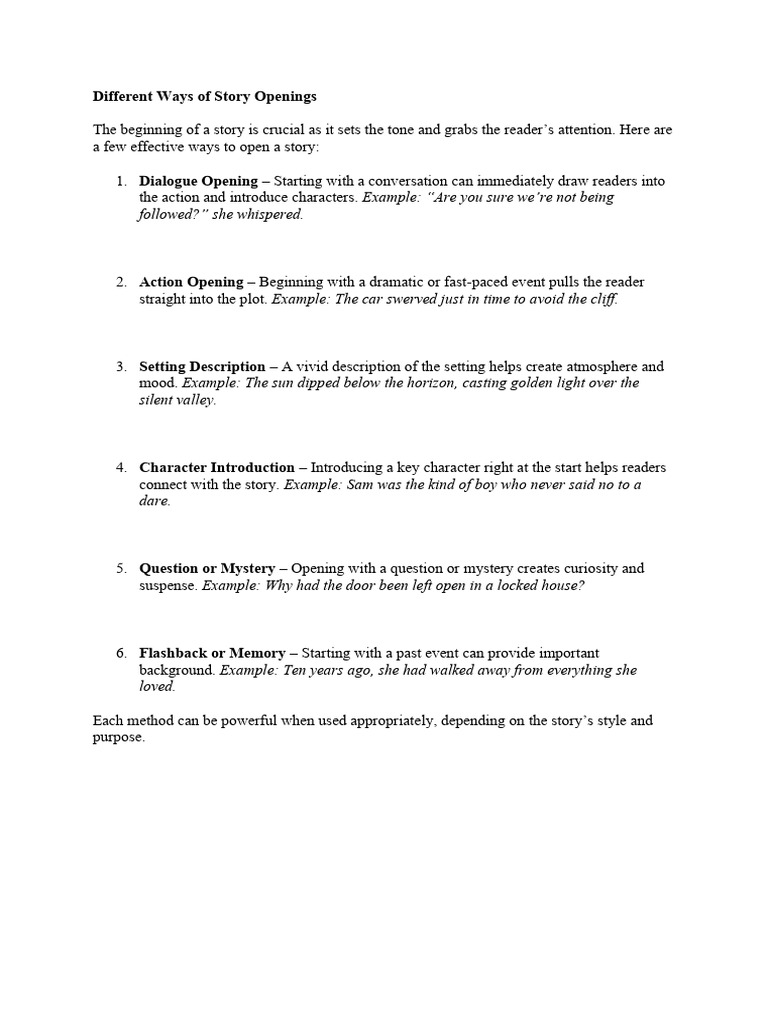Story Openings | PDF