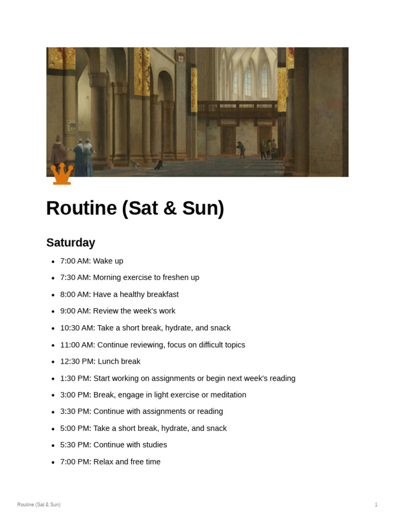 Routine (Sat Sun) | PDF