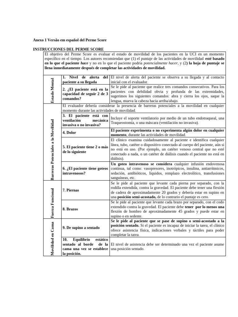 Perme Score Español | PDF | Terapia intravenosa | Tratamientos médicos
