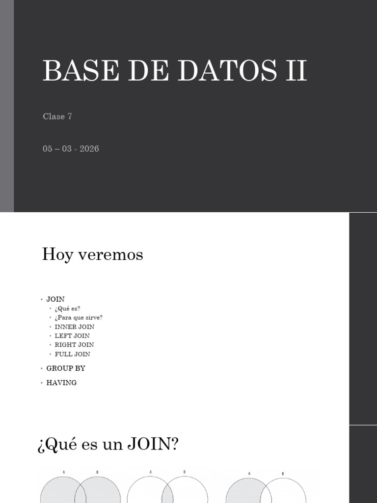 Base de Datos II Clase 7 | PDF | Gestión de datos | SQL