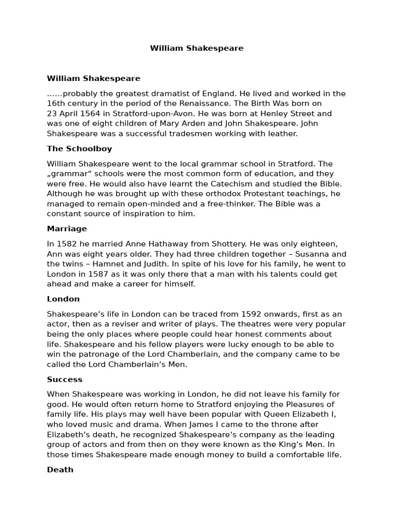 William Shakespeare | PDF | William Shakespeare | Theatre