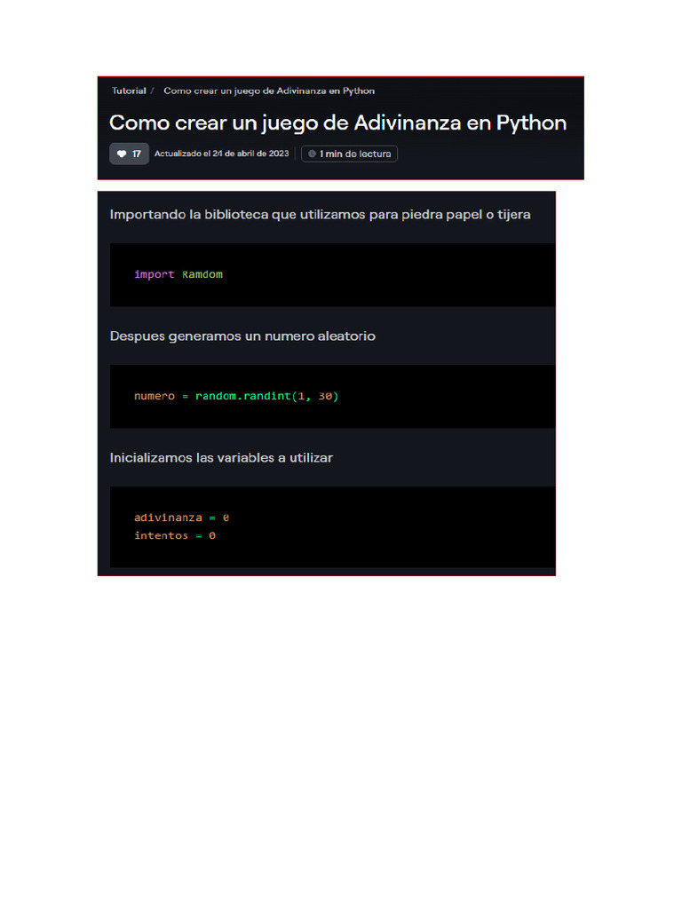 Como Crear Un Juego de Adivinanza en Python | PDF