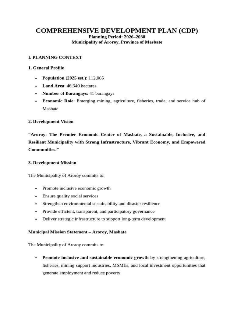 Comprehensive Development Plan (2026-2031) With Afs | PDF | Food ...