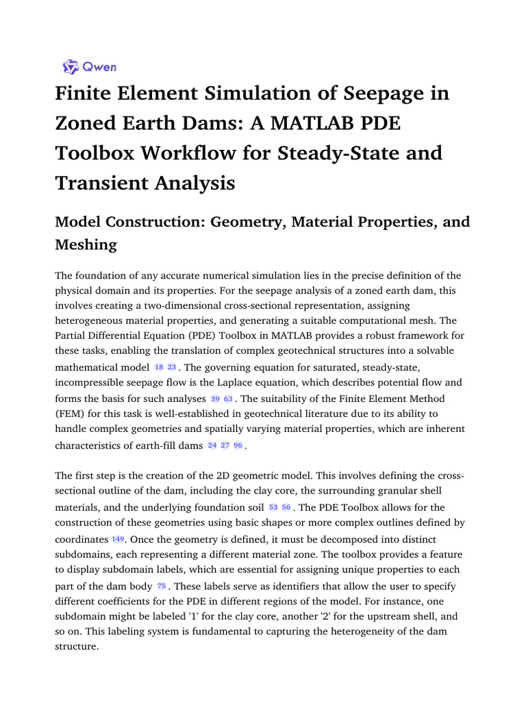 Finite Element Simulation of Seepage in Zoned Earth Dams_ a MATLAB PDE ...