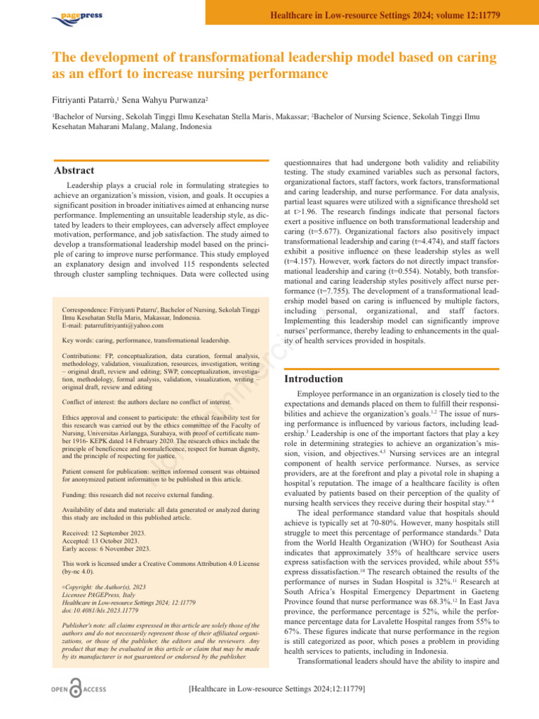 The Development of Transformational Leadership Model | PDF ...