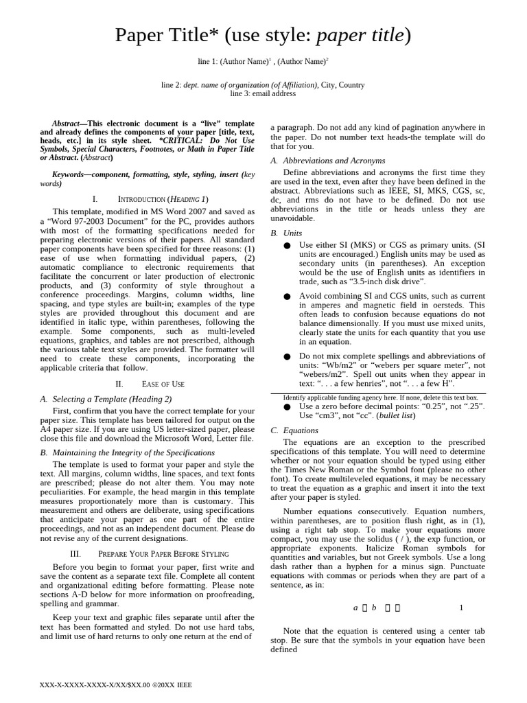 IEEE Template.doc | PDF | Bracket | Microsoft Word