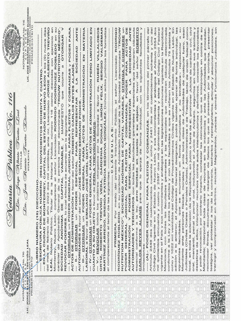 Poder Notarial 984 Tnm Roberto c Reyes Alanis | PDF