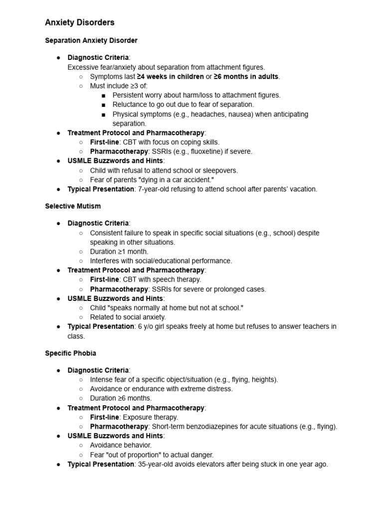 Psychiatry Notes anxiety | PDF | Anxiety Disorder | Anxiety